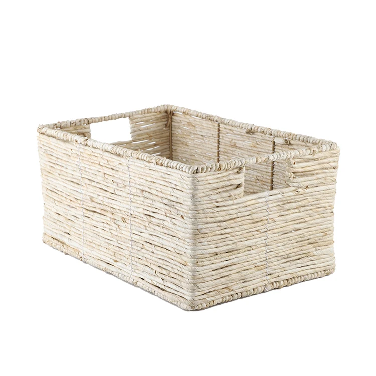 Natural material household organizer cheap straw baskets make corn husk basket For Home Storage corn husk weaving storage basket