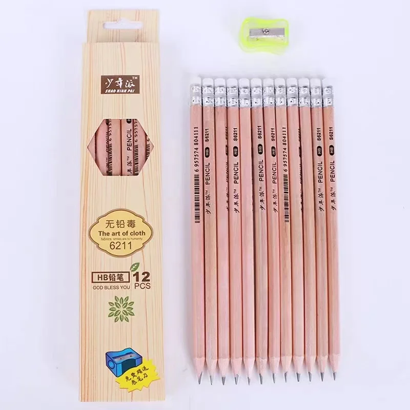 Environmental wholesale natural wood pencils non-toxic safety kids pencil standard HB pencil sets