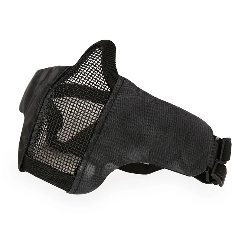 ActionUnion Tactical Steel Mesh Masks For Fast Helmet - Protective Gear Striker Camo Half Face Mask For CS Game Halloween Mask