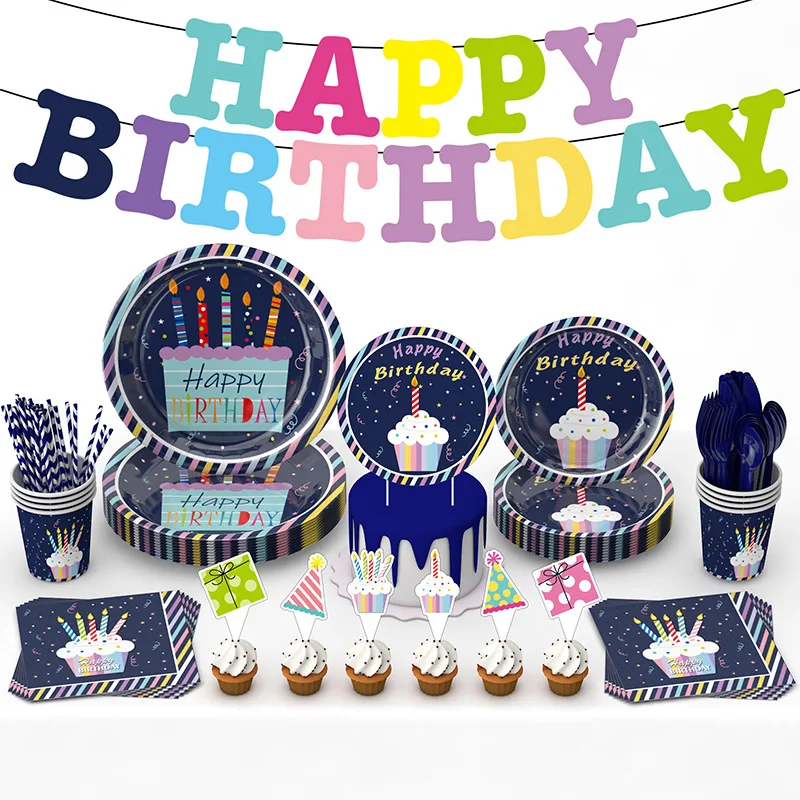 Birthday Party Supplies Custom Birthday Paper Plates Disposable Happy Birthday Party Tableware