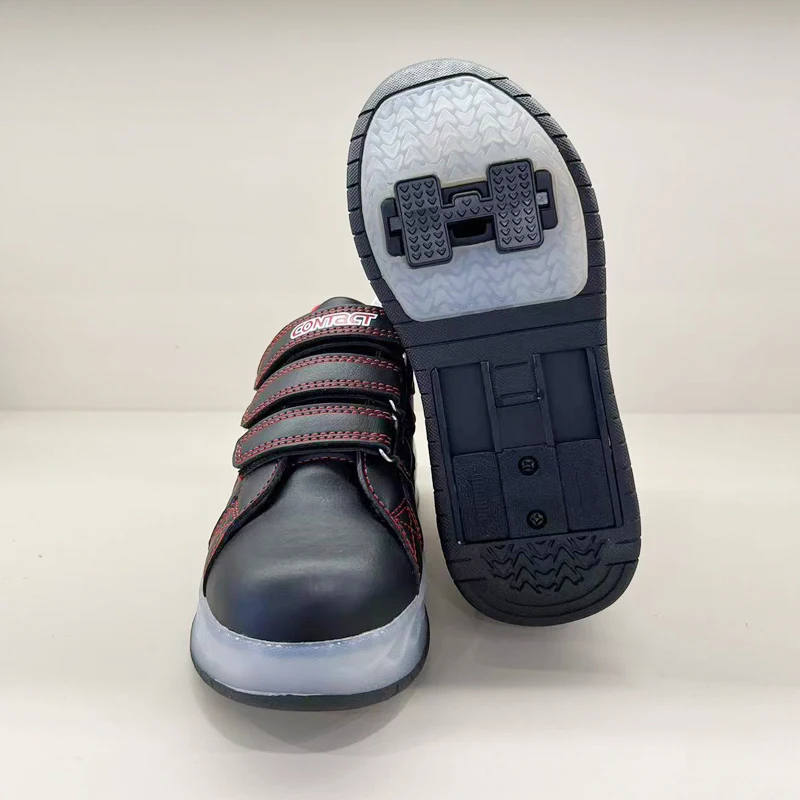 Kids Fashion Sports Skate Shoes Deformation Flashing Roller Skates 2 in 1 Wheel Removable Pulley Parkour Walking Shoes