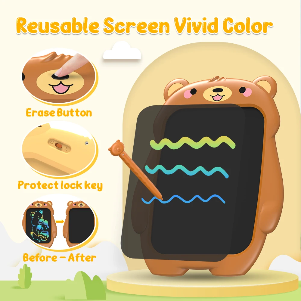 Return gifts for kids birthday early educational toys bear erasable drawing board 10 inch lcd writing tablet for children