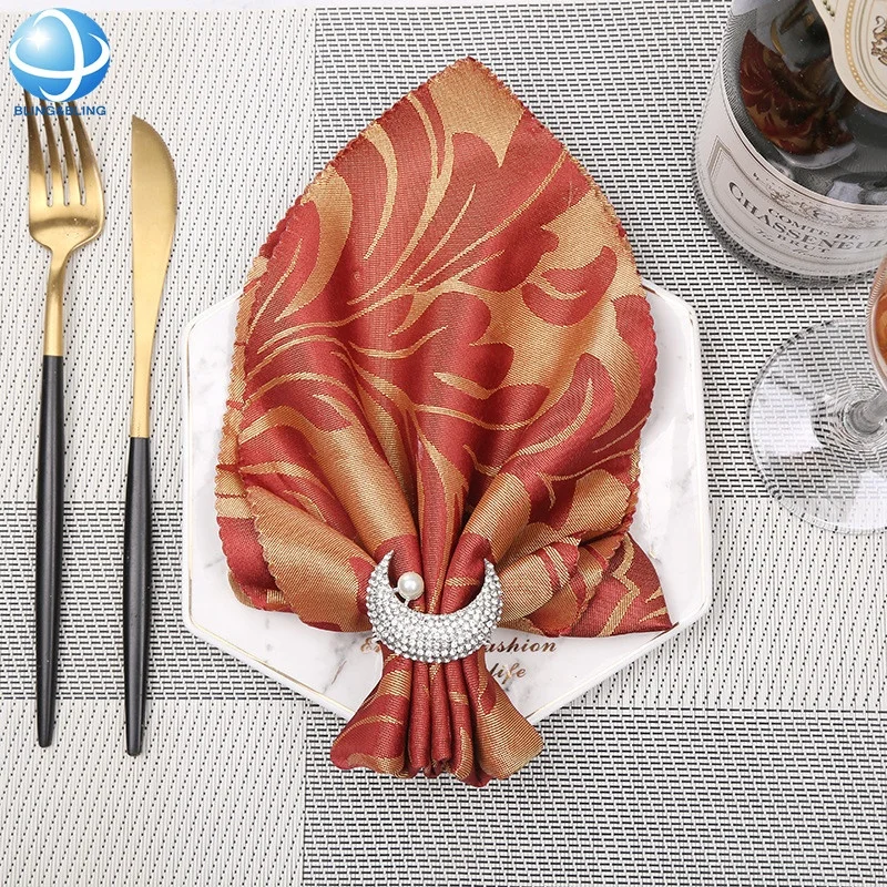 Custom silver pearl moon serviette napkin rings for wedding new year family party