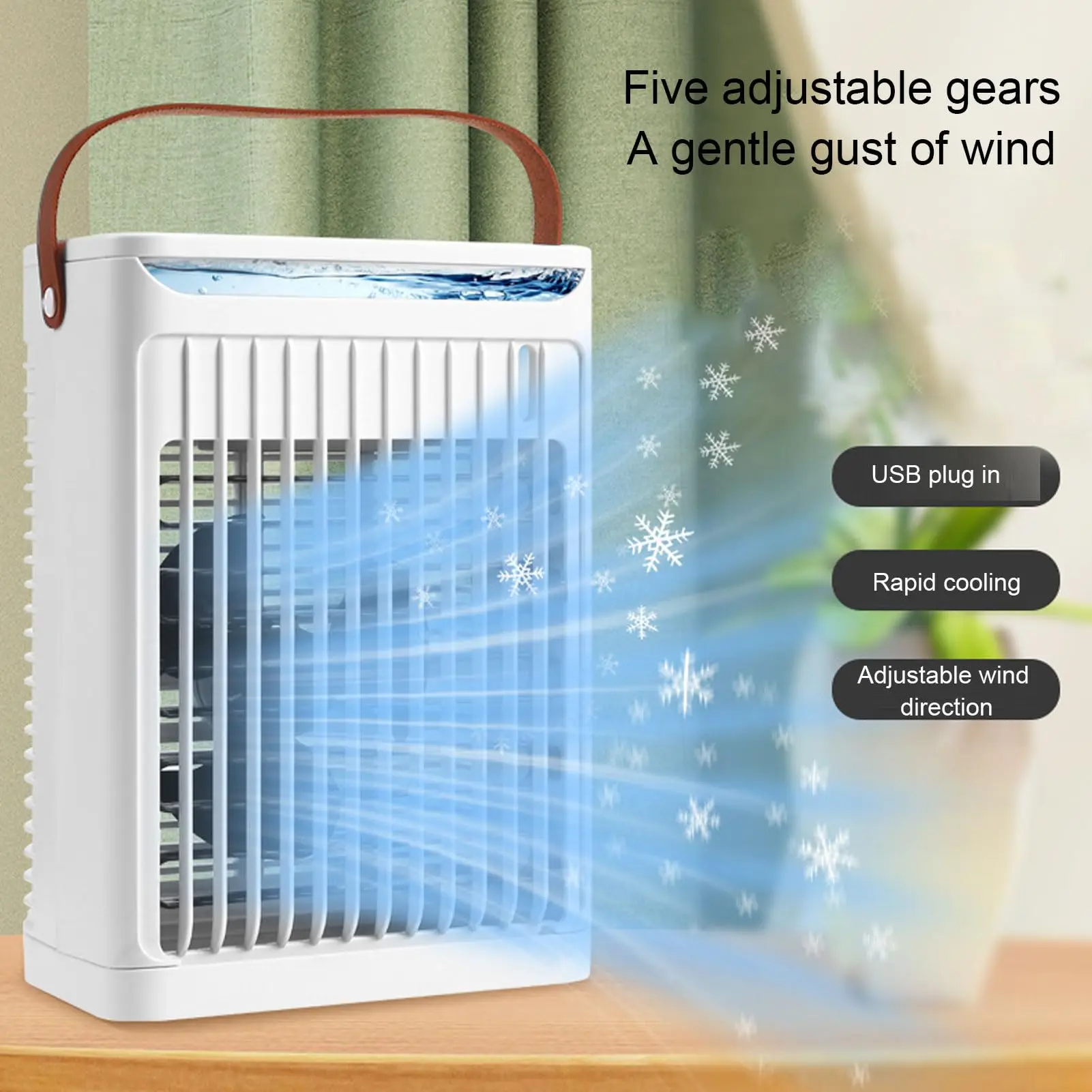 680Ml Portable Air Conditioners Evaporative Air Cooler Rechargeable 5 Speeds Mini Cooler Humidifier With 7 Color Light