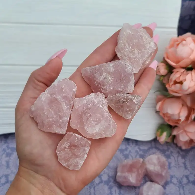 
Natural crystal rough rose quartz stone rose crystal rough decorative crystal 