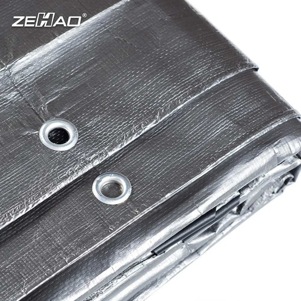 Black Silver Heavy Duty Density Weather And Yard Equipment Cover PE Tarp For Truck Tent Trailer Car Plastic Tarpaulin