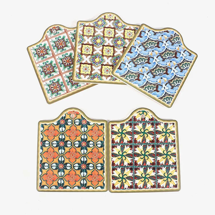 Custom Design Placemat Hot Pot Mat Non-slip Cork Heat Resistant Printing  Ceramic And Cork Trivet