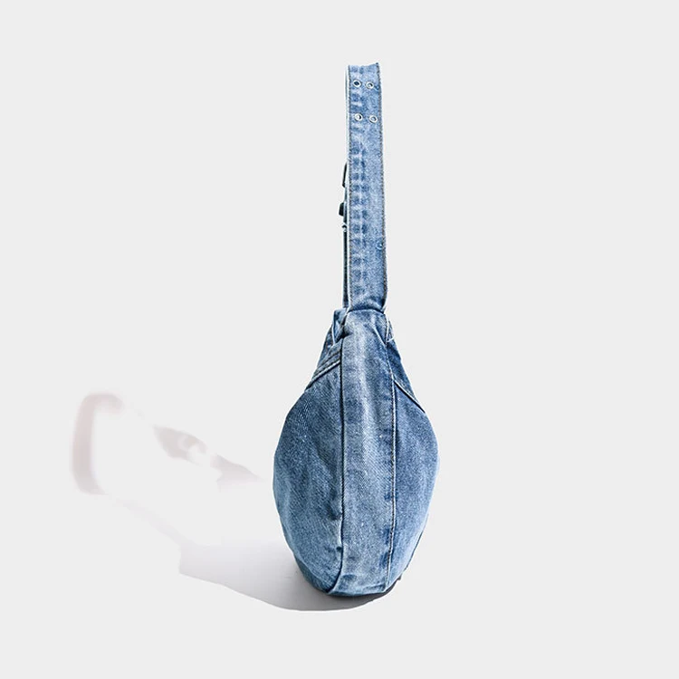 2024 Vintage Casual Hobo Cowboy Bag Custom Logo Crescent Crossbody girl Portable Denim Fabric Handbag for Spring Summer Winter