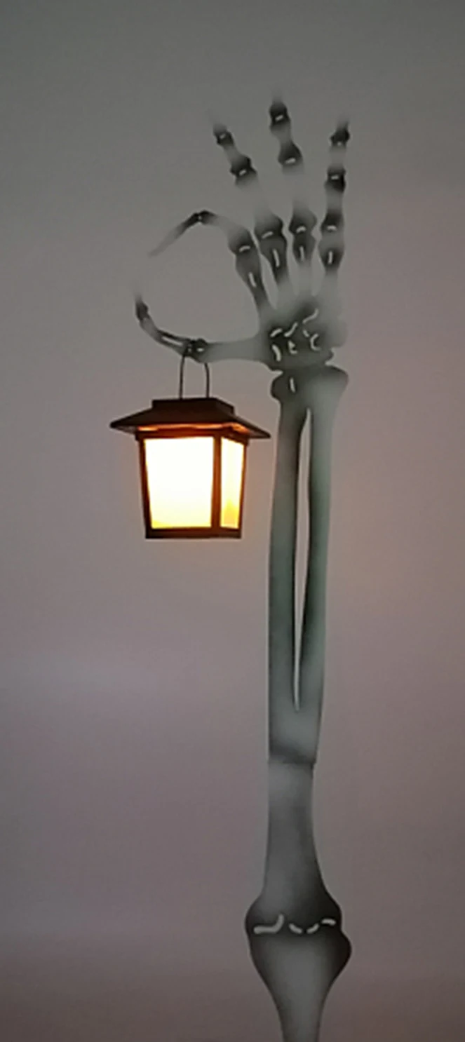garden Zombie Ghost Arm Stake with solar lantern Halloween Realistic Skeleton decoration