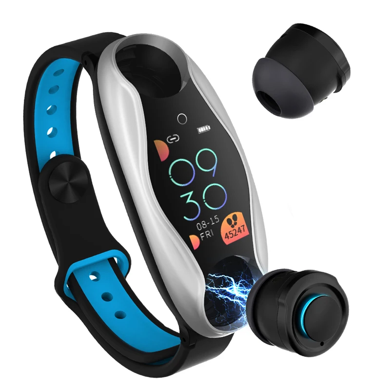 Wholesale T90 Fitness Bracelet Wireless BT Earphone 2 In 1 BT 5.0 Chip IP67 Sport Smart Watch