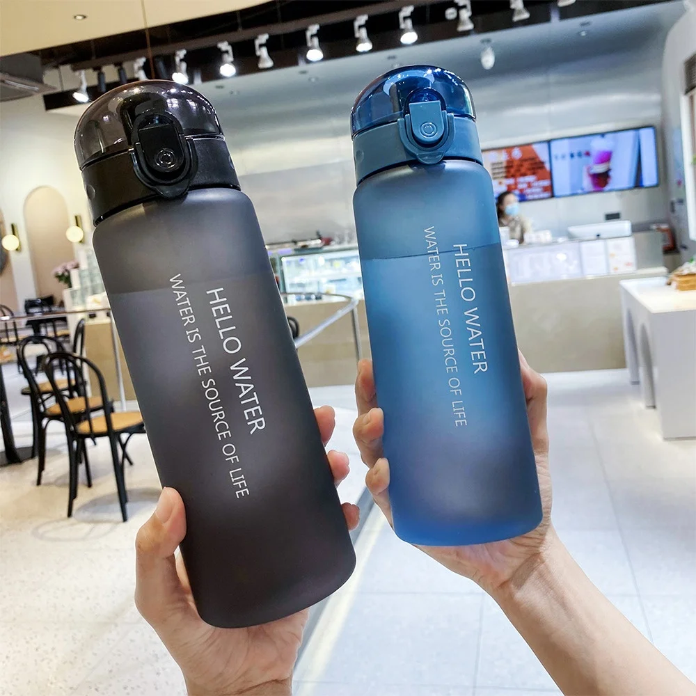 780ml Plastic Sports Water Bottle Leak-proof Tea Coffee Transparent Cup Motivational Workout Waterbottle