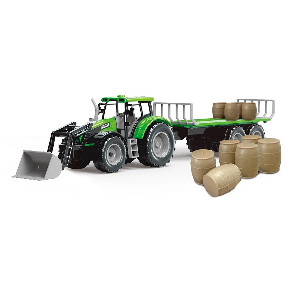 Russian Children Friction Toy Set Farm Car Tractor With Barrel Trailer