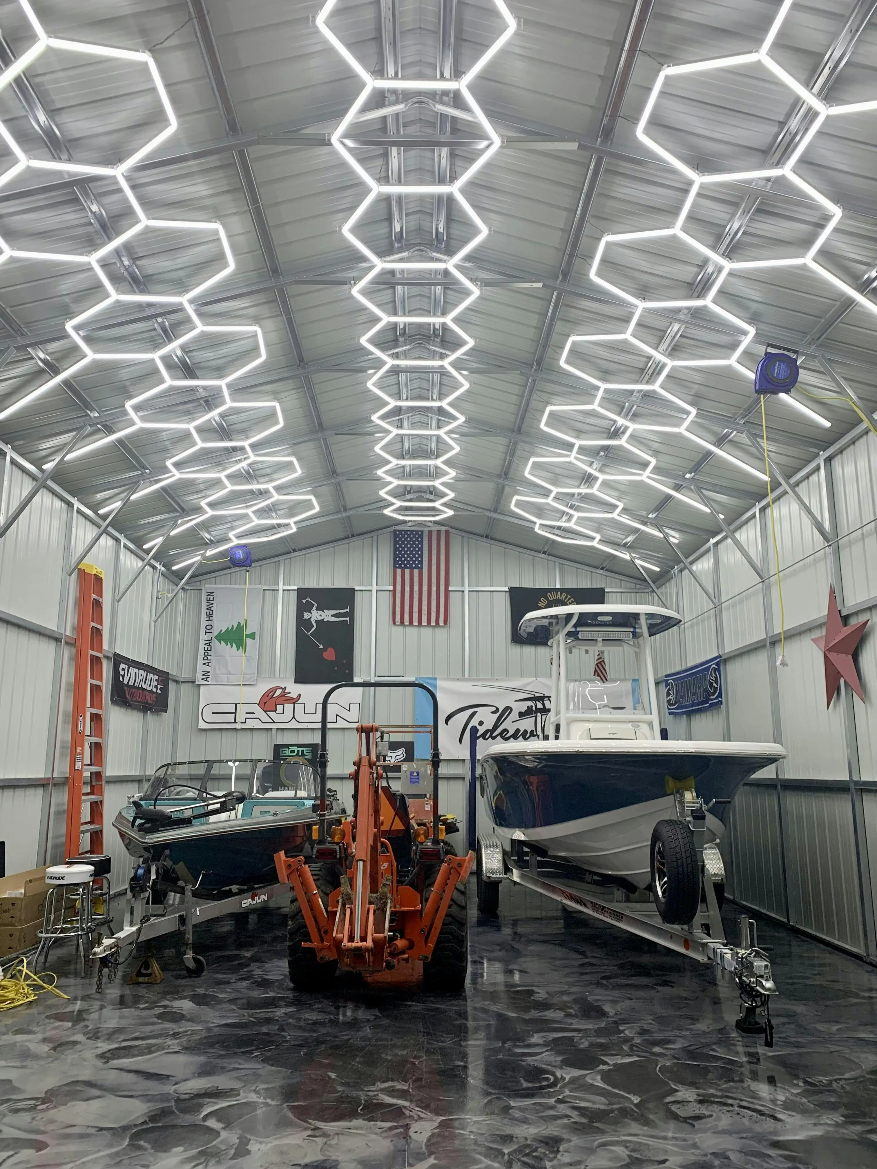 HanYin Customized hexagonal led ceiling etl Garage Hexagon Lighting Car Detailing