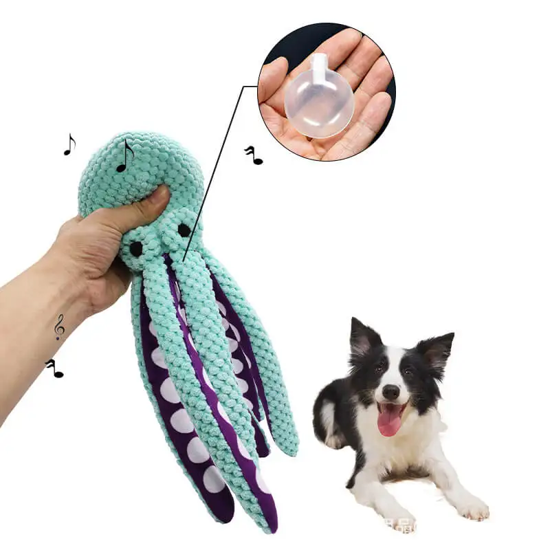 BOTO hot sale manufacturer kawaii octopus squid durable squeaky chew chewer pet toys for teeth pet dental care pet toy
