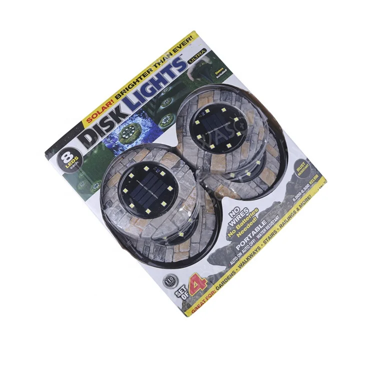 Wason Hot Sale 8LED Underground Solar Stone Disk Lights Lawn Led Solar Power Lamp Outdoor Garden Decorative Ground Marble Light