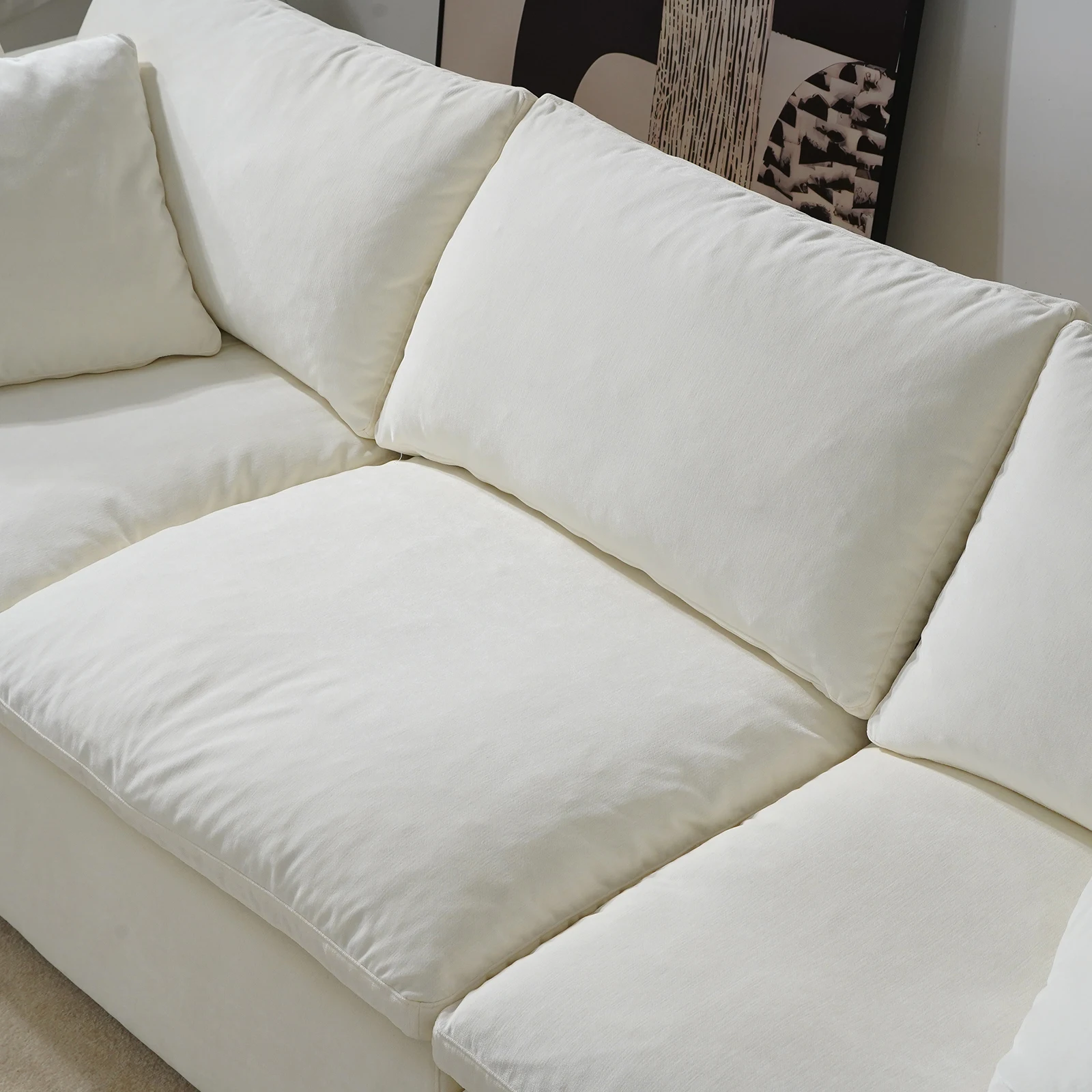 Miglio Nordic Minimalist Beige Modular Sectional Sofa Set 3 Seater Living Rooms Comfortable White Rh Cloud Couch  With Chaise