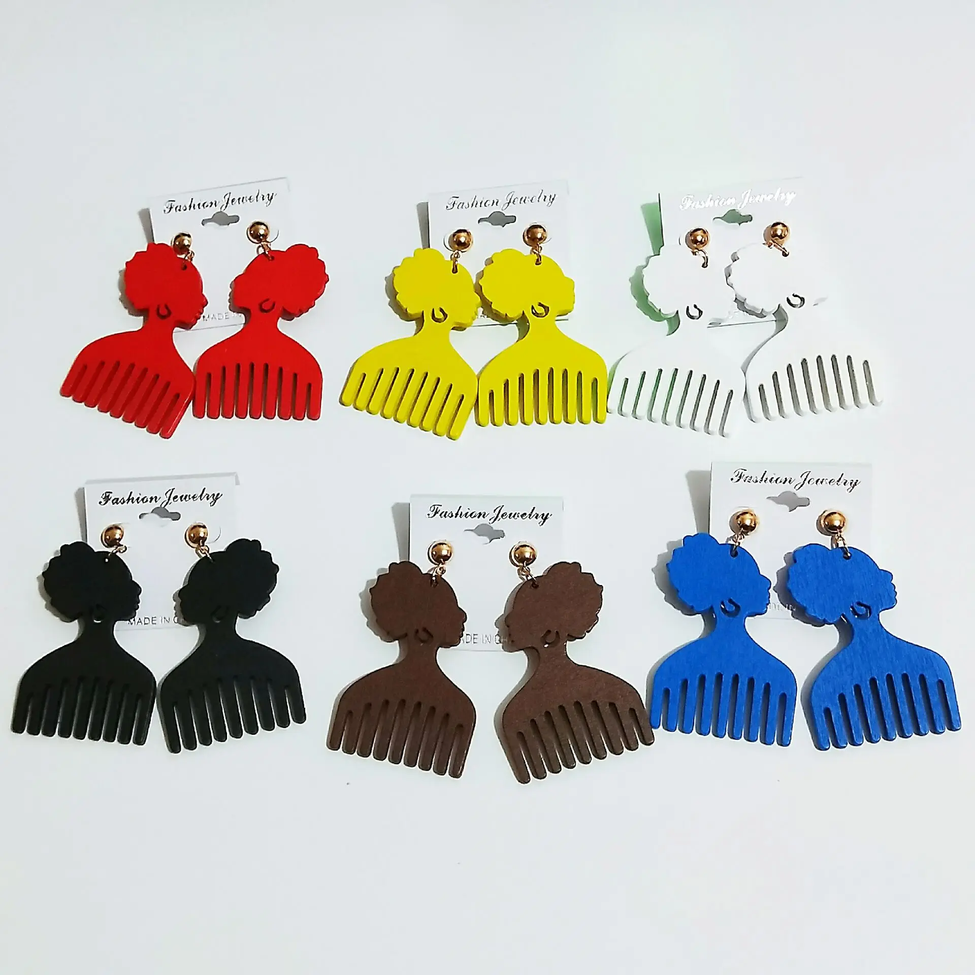Cheap Wholesale Unique design Comb Wooden Earrings Women African Jewelry Accessories