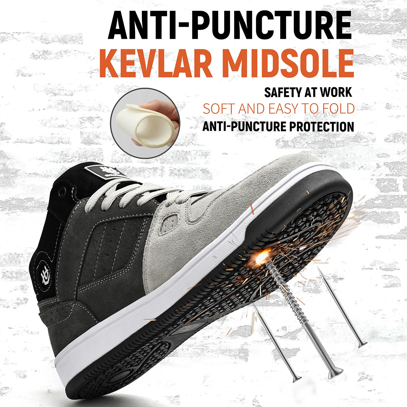 Wholesale Safety Shoes Suede Leather Anti-puncture Anti-slip Anti-smash Composite Toe Rubber Comfortable Safety Shoes