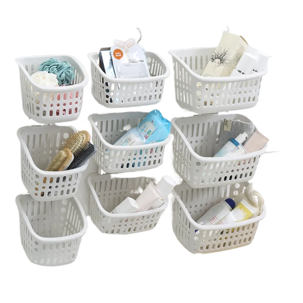 Plastic Home Storage Basket Hanging Shower With Hook for Bathroom Holder Kitchen Organizer