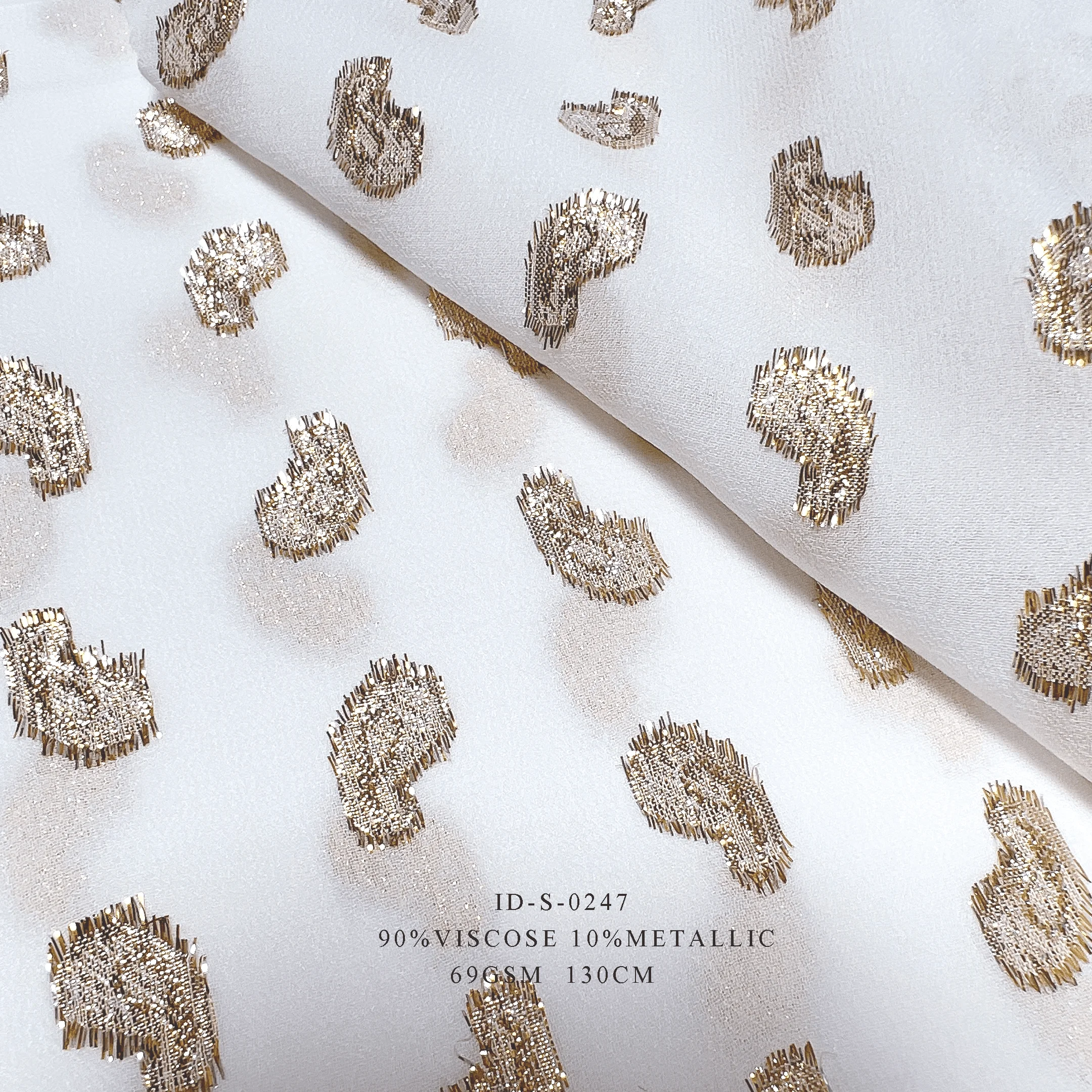 Classic Golden Lurex Jacquard Silk Viscose Metallic Blended Jacquard Fabric For Women Dress