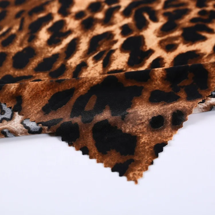 Shaoxing textile city hot selling fashionable knitted stretch 96% polyester 4% spandex leopard print fabric