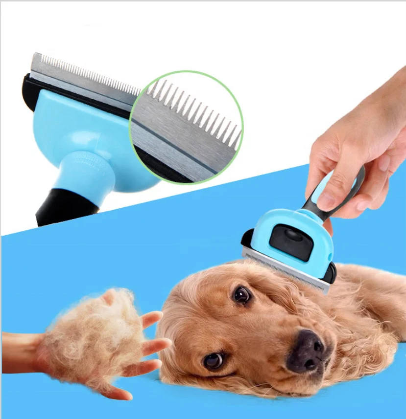 Double Sided Shedding and Dematting Undercoat Rake Comb Pet Grooming Brush Deshedding Tool for Dogs and Cats