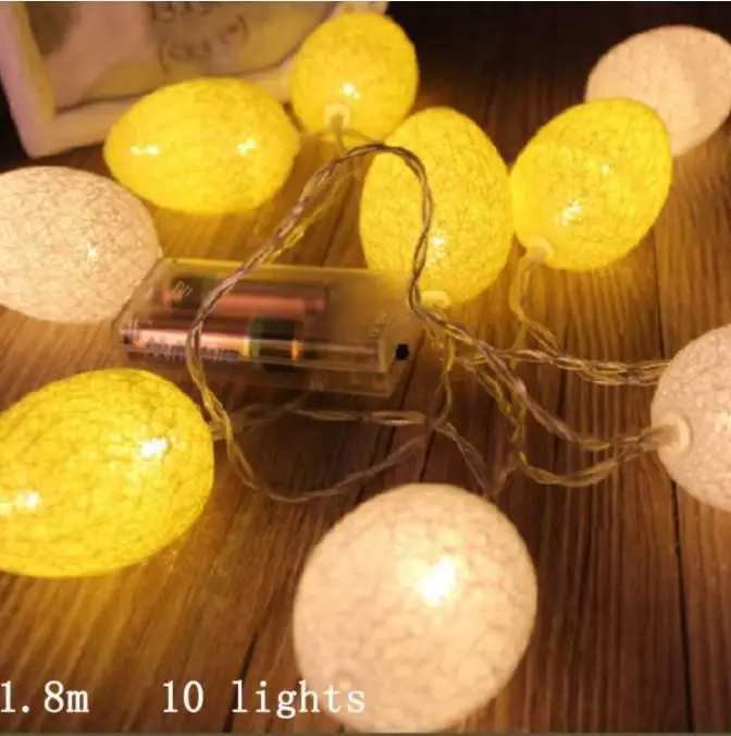
Colorful Easter Eggs Shape Cute LED Lights String Cotton Thread For Easter Decorations For Home Balcony Bedroom Garland 