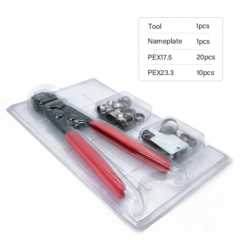 Hot Selling SS304 Pipe Fittings 1-ear Stepless Clips with Plier Set Stainless Steel Pipes Single Ear Thin Hose Clamp