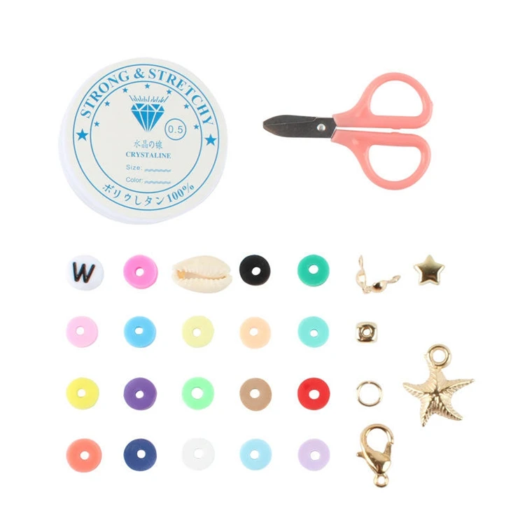 Customized round flat polymer clay beads bracelet making kit polymer clay beads for jewelry making