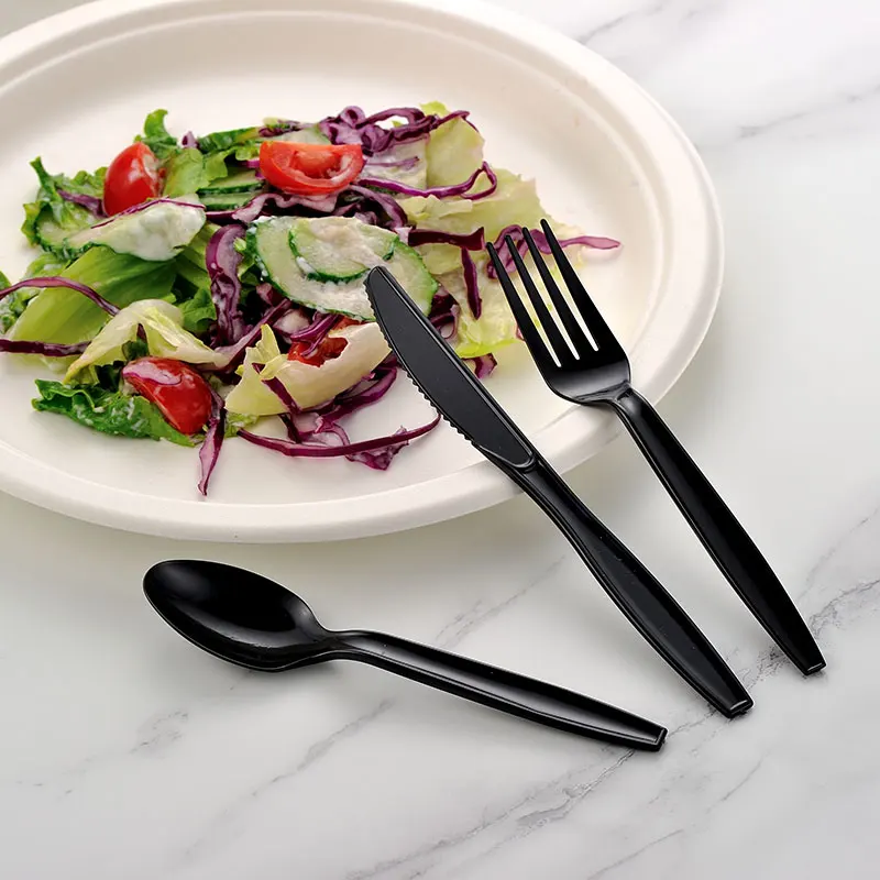 Oem Service Disposable Plastic Tableware Ps Plastic Forks Spoon Knife Set Transparent Cutlery Fork Spoon Knife Cutlery Set