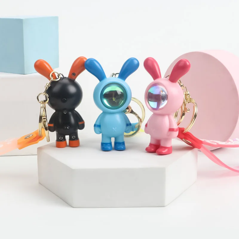 custom logo new mini patchwork color rabbit doll sunset atmosphere light keychain