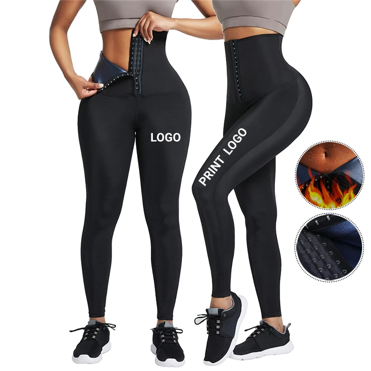 Custom Logo Women Fitness Wear Black Yoga Pants Adjustable Hooks Tummy Trimmer Waist Trainer Corset Leggings