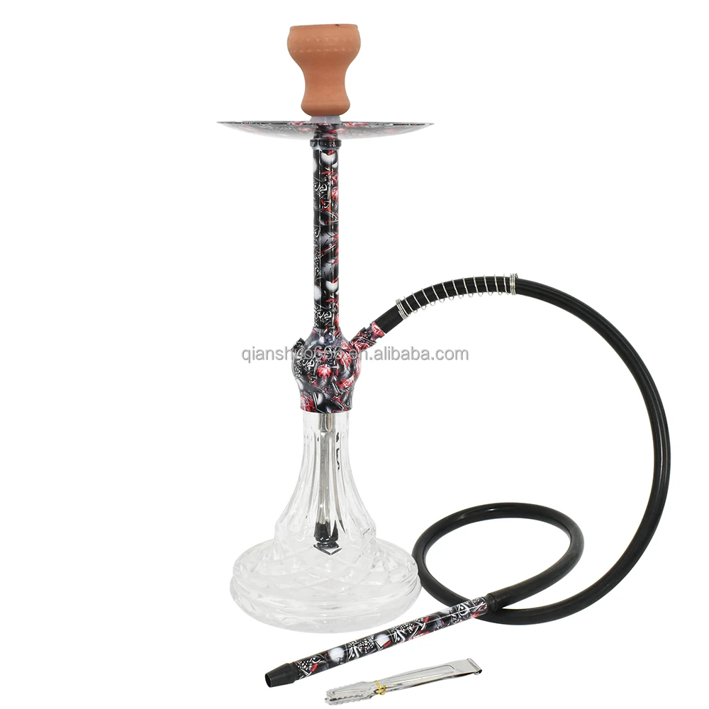 New design wholesale smoking taller cheap aluminum hookah shisha whole set glass hookah chicha with colorful patterns hookah