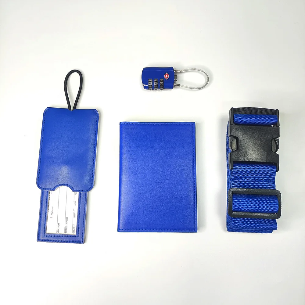 Travel Accessories Kit 4 PCS Passport TSA Lock Luggage Straps Suitcase Tags Travel All In One Convenient Set