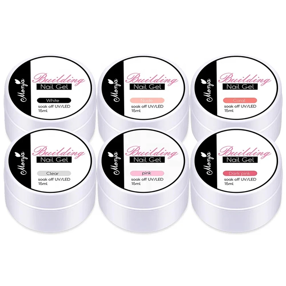 Wholesale 15 ml solid nail extension building gel for nail art salon UV LED full cover soft gel nail tips glue gel