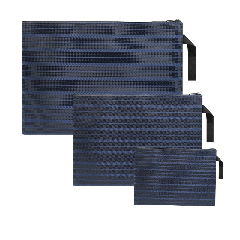 Custom Oxford Fabric School File Organizer Stripe Pouch Zipper Waterproof A5 Household Tools Sorting Document Bag A4 Folder