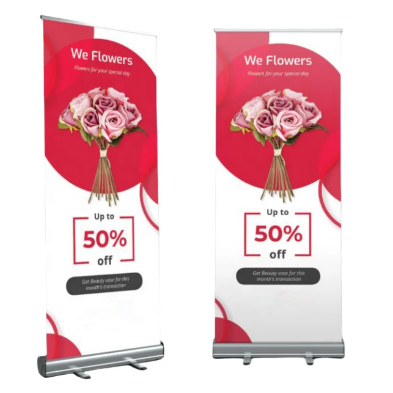 Custom Design Advertising Portable Retractable Aluminum Roll Up Banner 80 X 200 Cm Pull Up Stand Banner Roll Up Banner