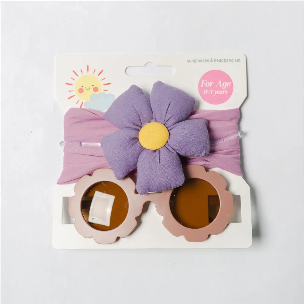 Flower Sunglasses Baby Girls Flower Nylon Headband Baby Boys Girls Seaside Mental Eyeglasses Kids Hair Accessories