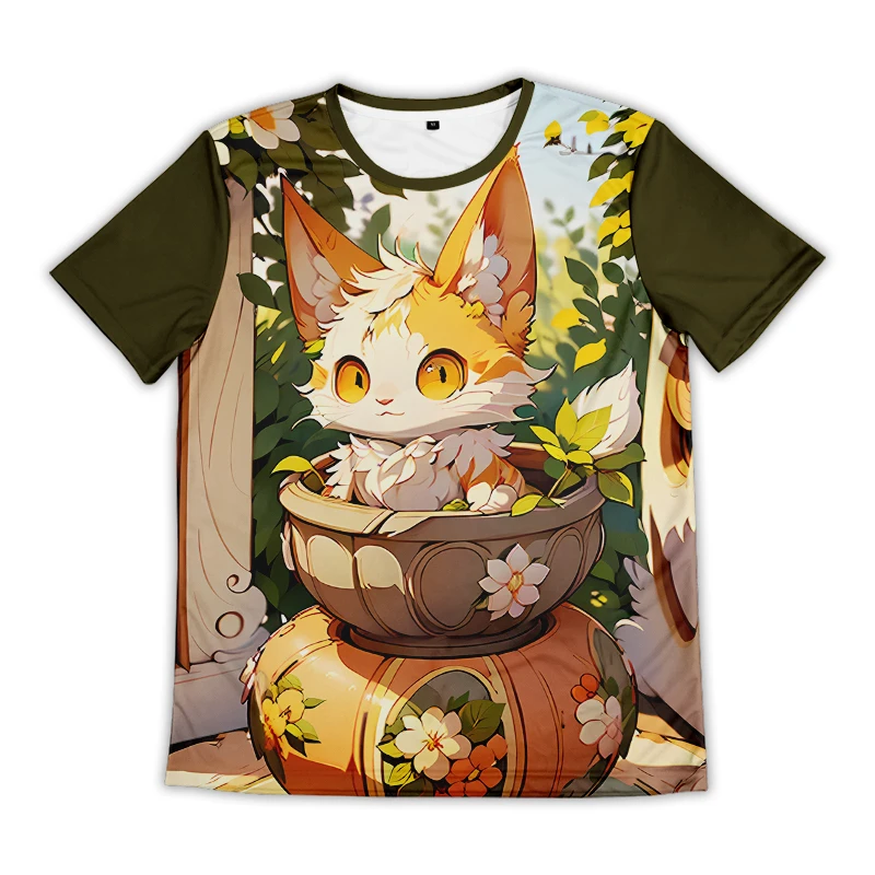 Anime T-shirt Men Short Sleeve Kawaii Summer Tops Cartoon Cotton Unisex Harajuku Tee Male