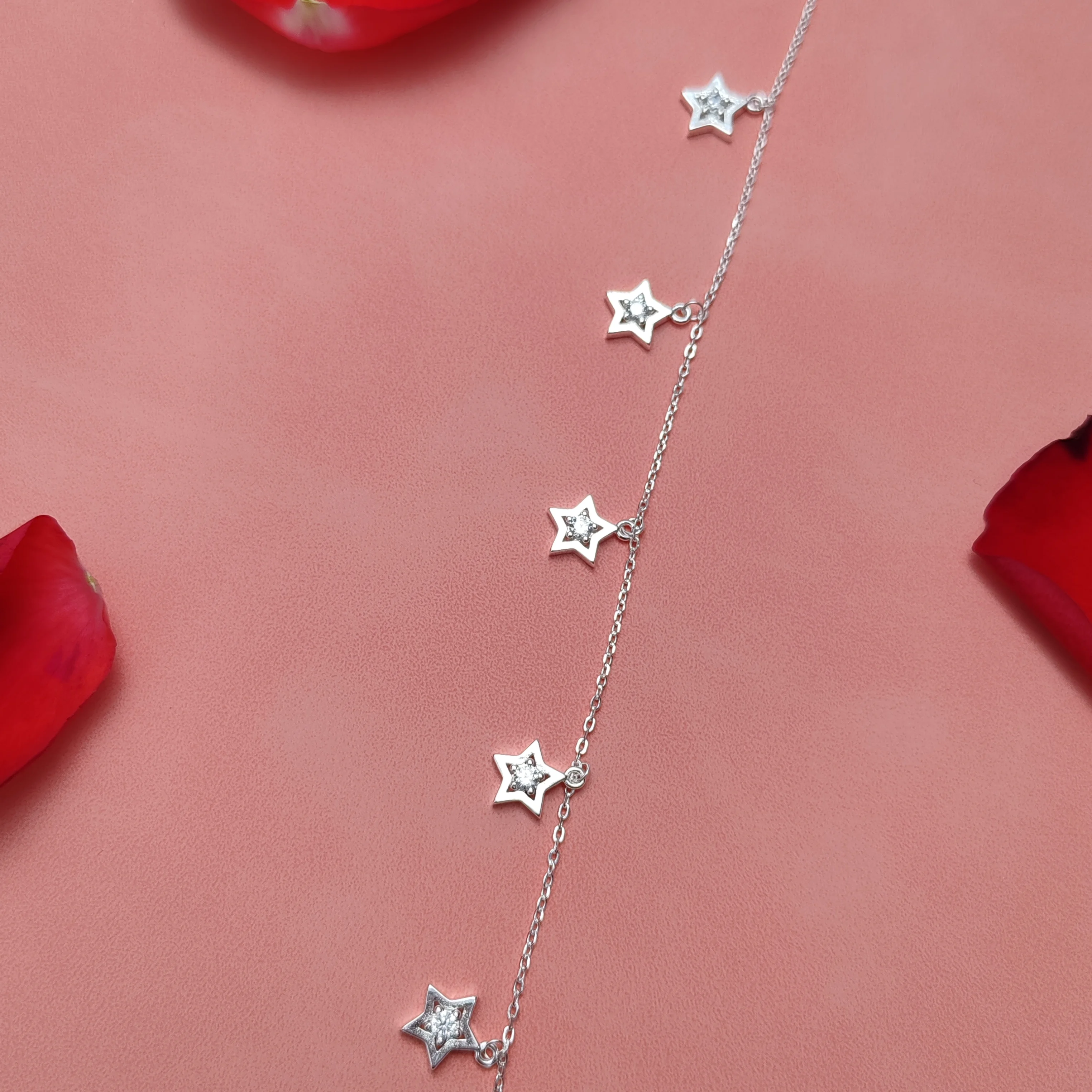 European And American New Star Moon 925 Sterling Silver Five Pendant Bracelet Fashion Jewelry Bracelets For Women