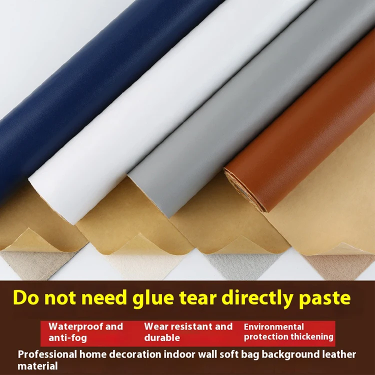 Waterproof Self-Adhesive Soft Sofa Artificial Synthetic Leather Material Fabric PU Sticker for Furniture Shoes Car Bag