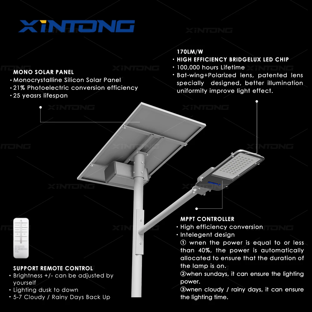 XINTONG 50 Вт 60 100 120 150 уличный водонепроницаемый фонарь на солнечной батарее