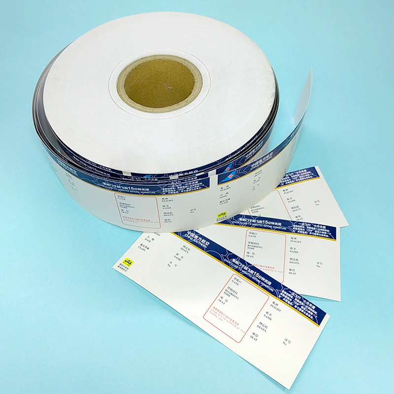 High quality  wholesale custom Blank air ticket airline fright thermal paper  Label Thermal  printed Boarding Pass cheap