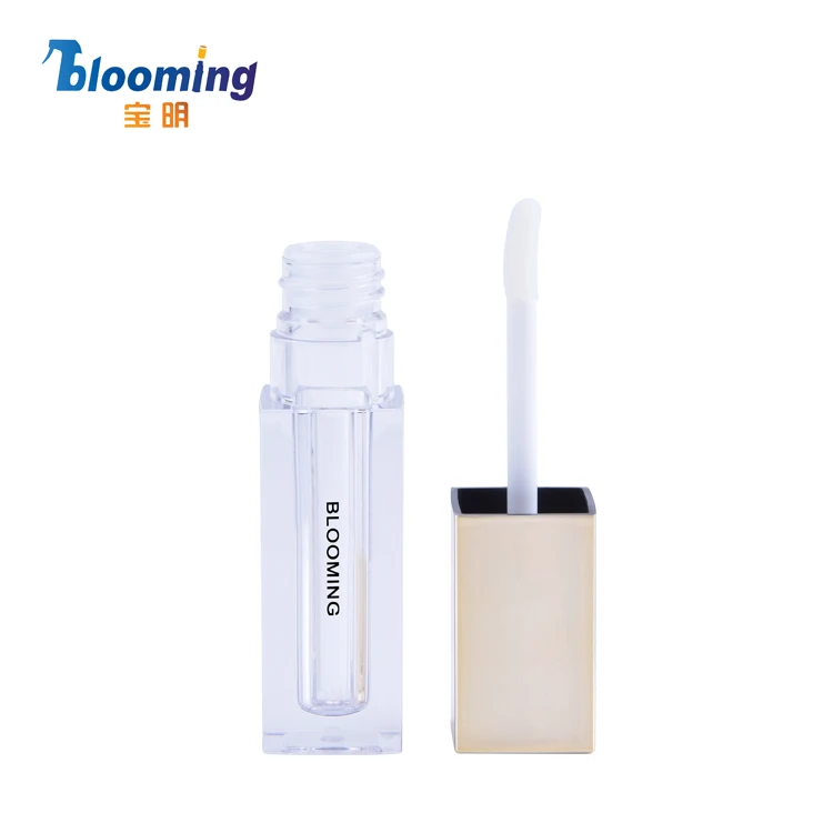 high quality new cute plastic empty lipgloss containers,transparent unique square custom lip gloss tubes with wands custom logo