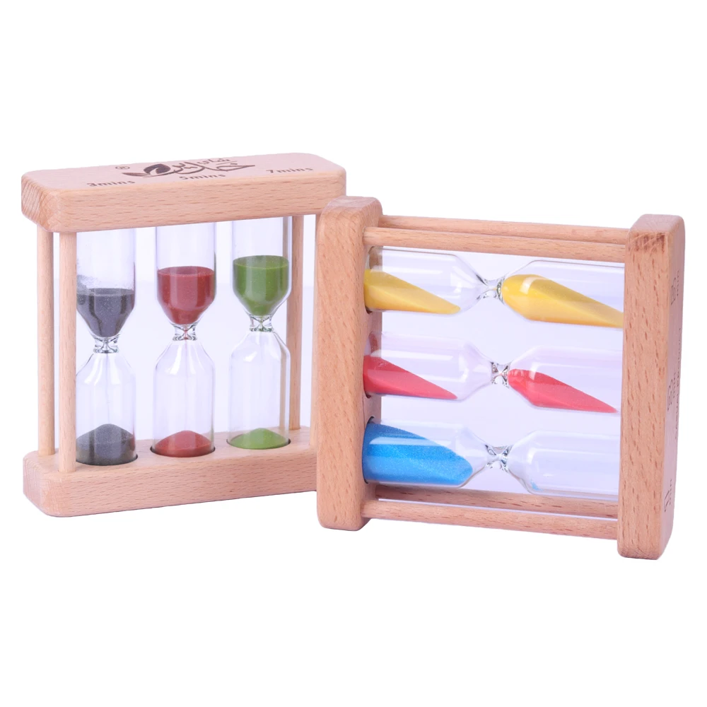 Source wholesale custom 1 3 5 minute wooden block tea hourglass pink gold sand tea timer 3 in 1