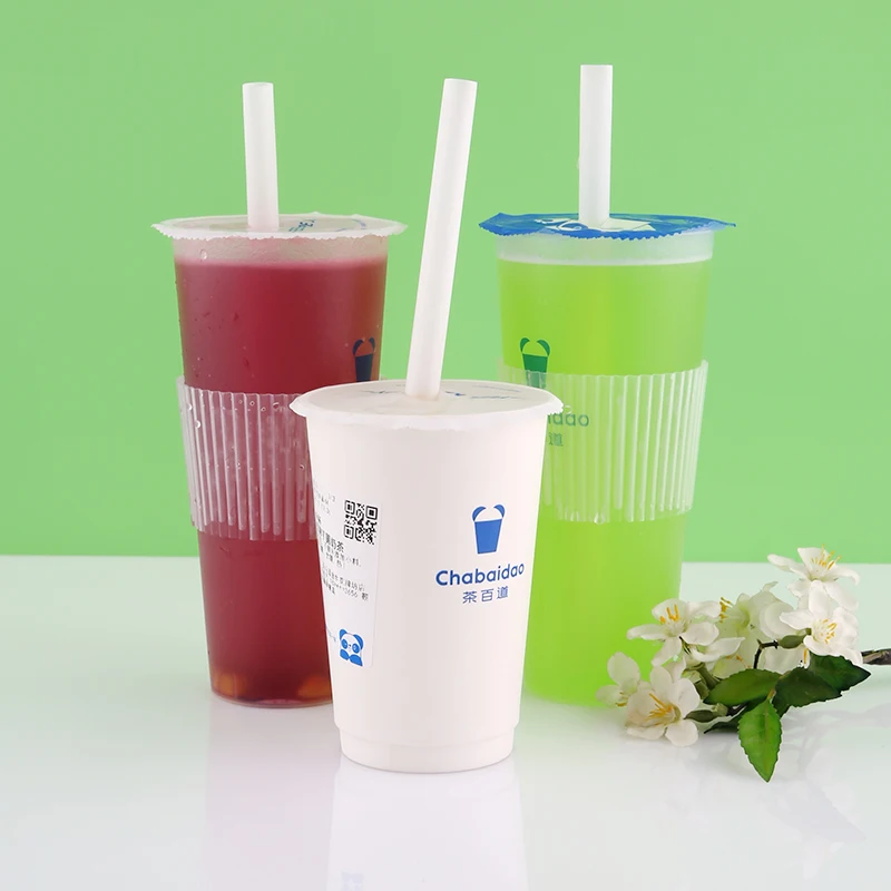 Disposable Boba Cup Bubble Tea Cup Smoothie Milk Tea Pudding PET Plastic 7 8 9 10 12 16 20 Oz Custom Beverage Clear Transparent