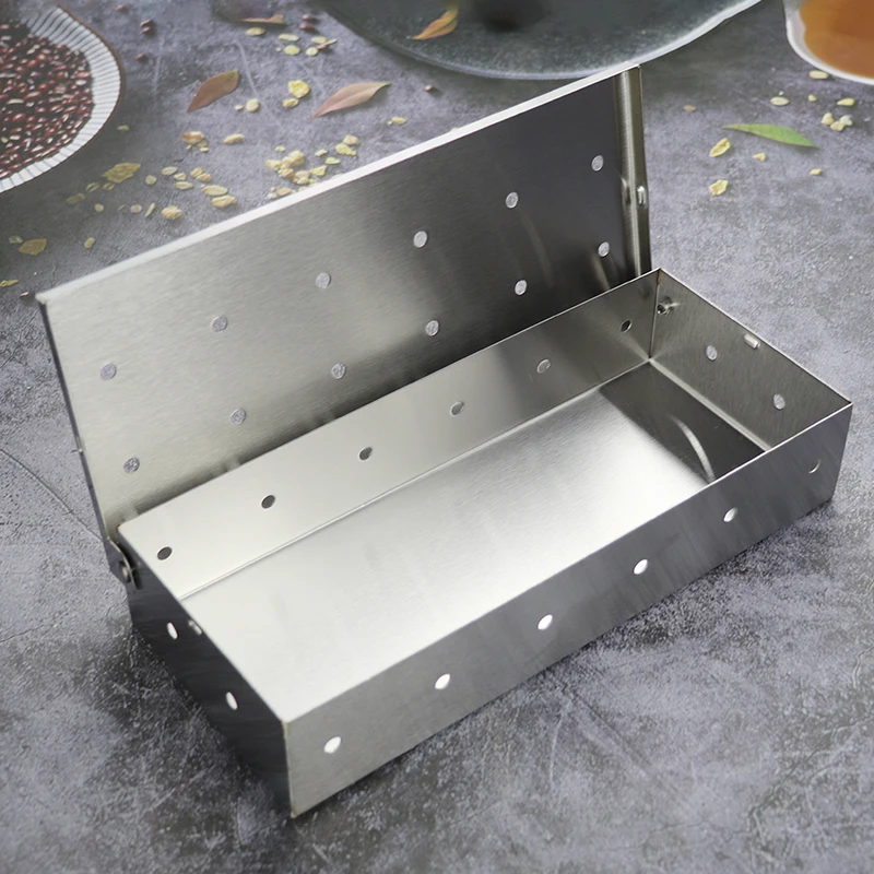 Professional BBQ Tools Stainless Steel Smoker Box for Gas Grill, BBQ Smoker Box for Charcoal Grill