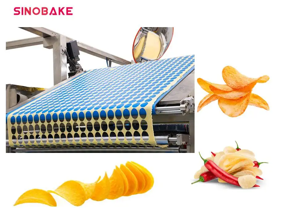 Automatic Potato Chips Frying Line SINOBAKE  Potato Chips Snack Food Cookies Pieces Full Automatic