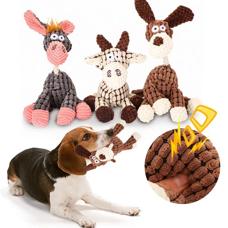 Dropshipping  Amazon Hot Selling Donkey Squeaky Dog Plush Chew Toy For Pets Interactive