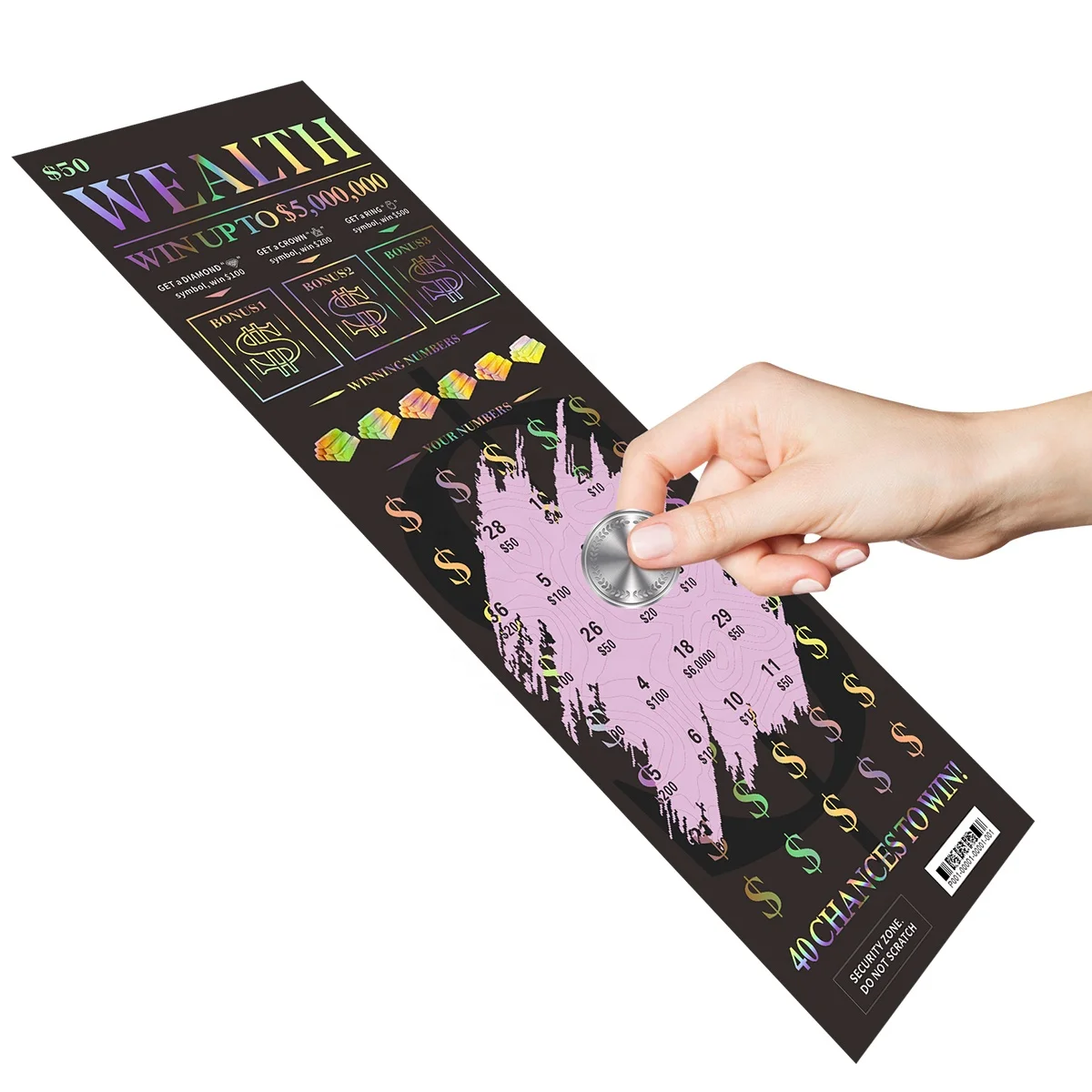 Custom Printing Experts Black Core Paper CMYK Pantone Quality Guarantee printing lottery scratch card